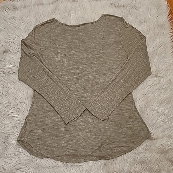 Venus womens dark green cotton long sleeve shirt with beaded and lace front - Picture 4 of 4